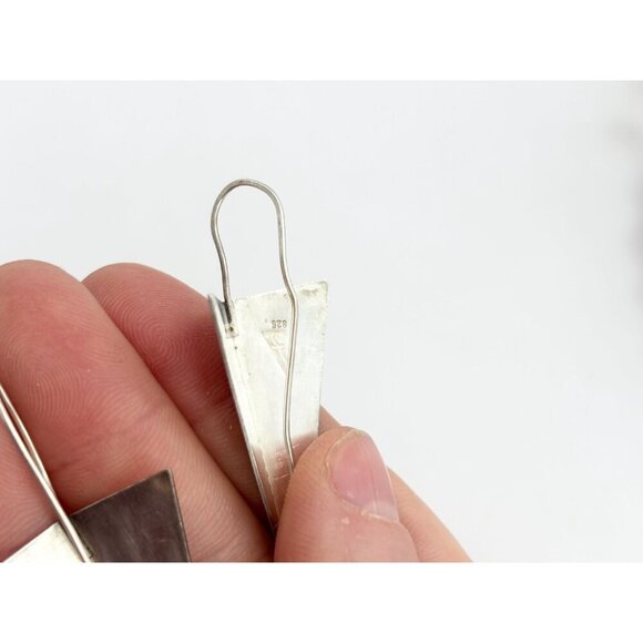 Modernist Geometric Triangular Vintage Southwest Made Sawtooth Dangle Earrings - Picture 9 of 10